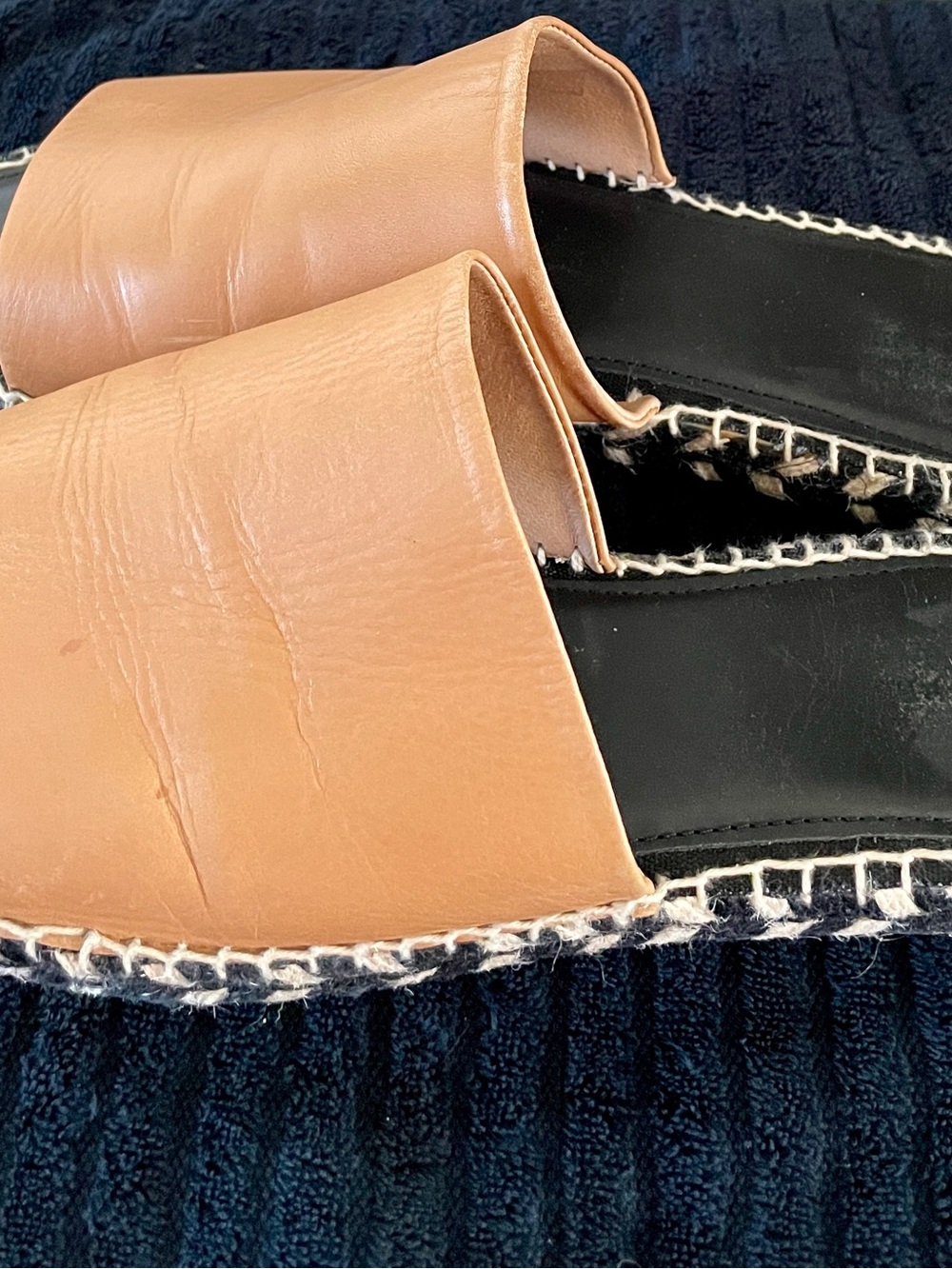 Women’s Tan Espadrille Slides - Leather Upper Women’s Size 10
